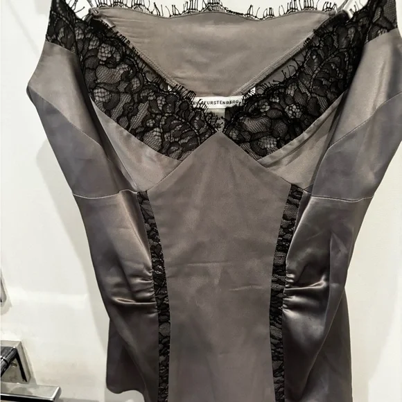 Diane von Furstenberg Gray Silk Lace Trim Camisole - Picture 4 of 4